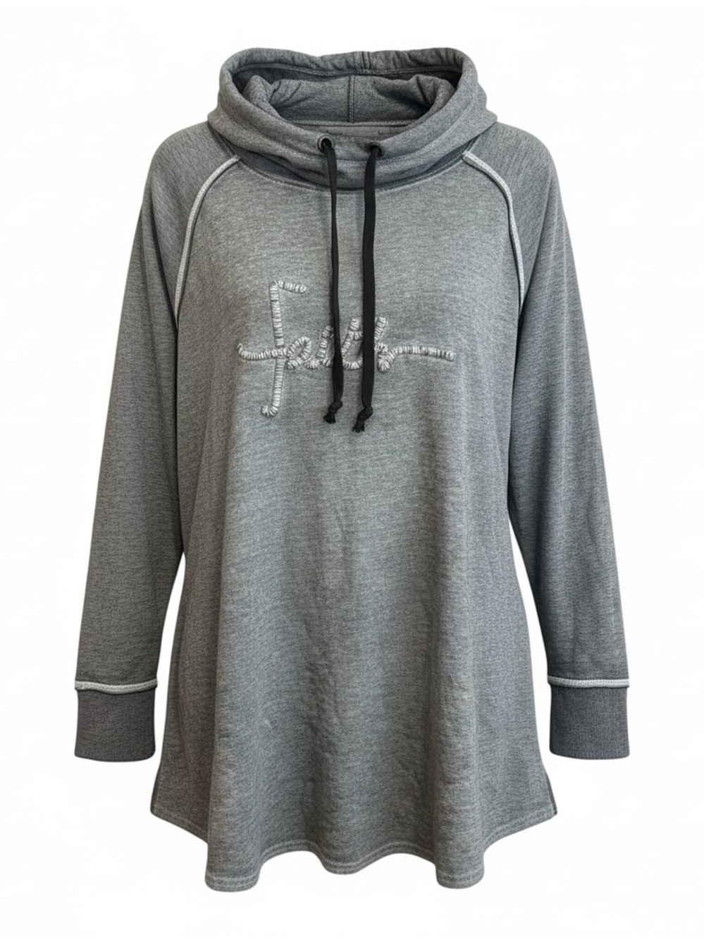 Lane Bryant Gray Cowl-Neck Hoodie with Black Drawstrings